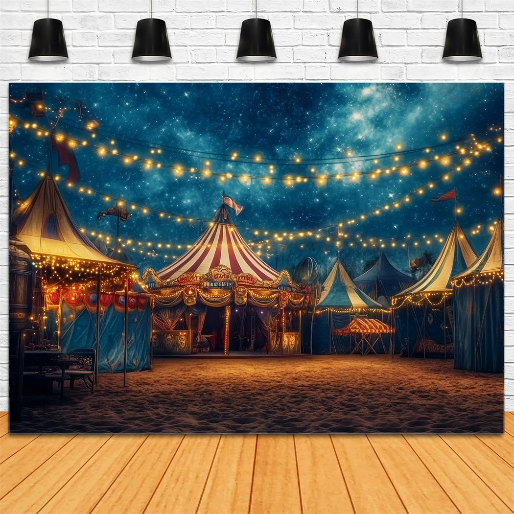 Toile de fond Cirque Chapiteau Nuit Étoilée Lumières Festives TWW59-5