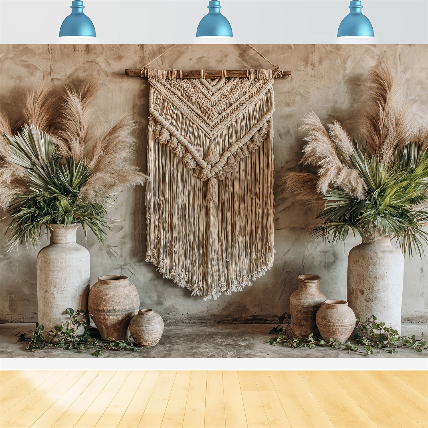 Toile de fond Mariage Macramé Décor Pampas Macramé Rustique Bohème TWW59-50