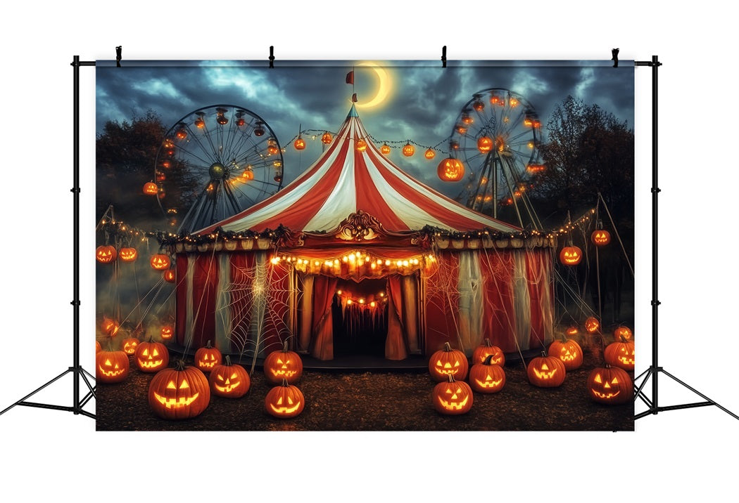 Toile de fond Cirque Halloween Citrouille Lanterne Chapiteau Hanté TWW59-7