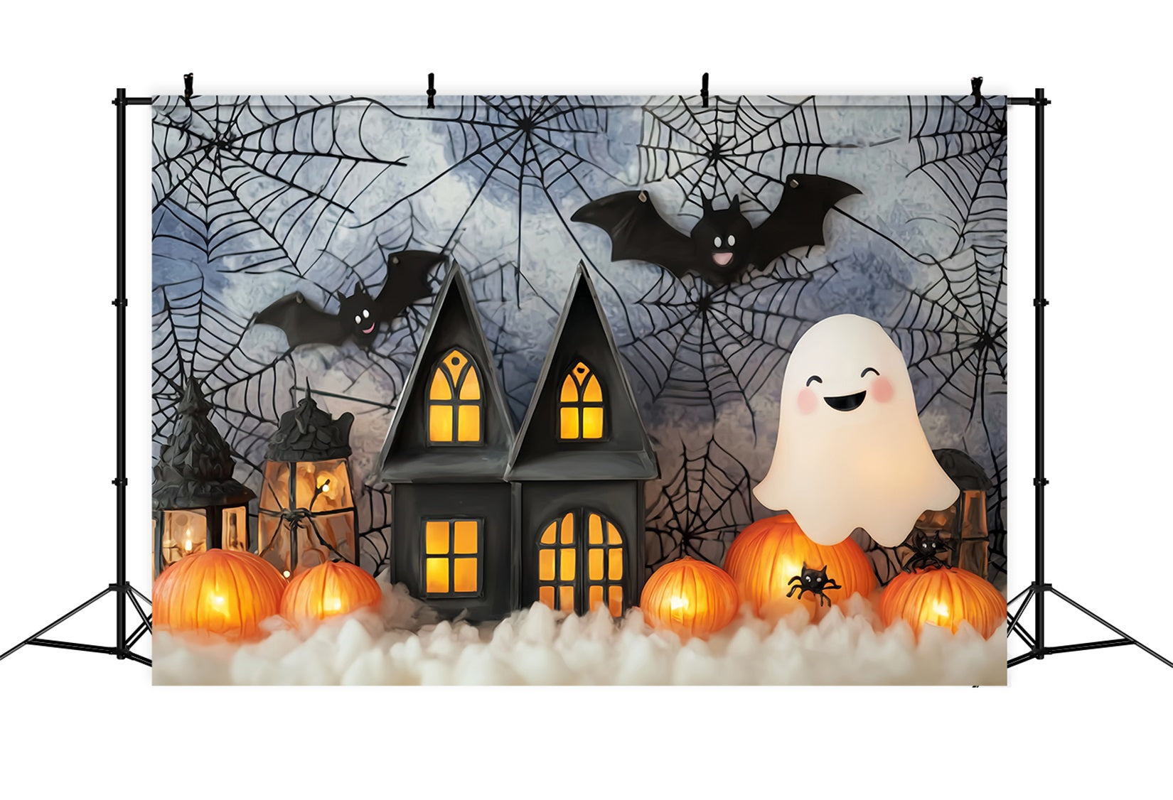 Toile De Fond Halloween Chauve-Souris Fantôme Mignon Citrouille Lanterne TWW59-71