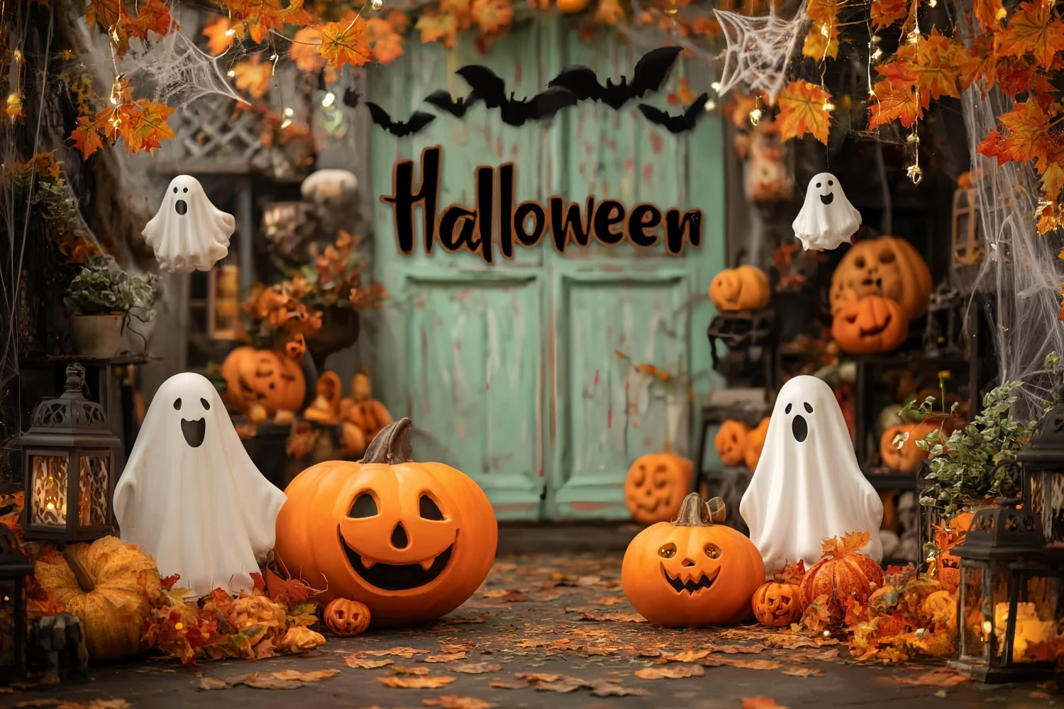 Toile Halloween Fantômes D’Automne Citrouilles Souriantes TWW59-72