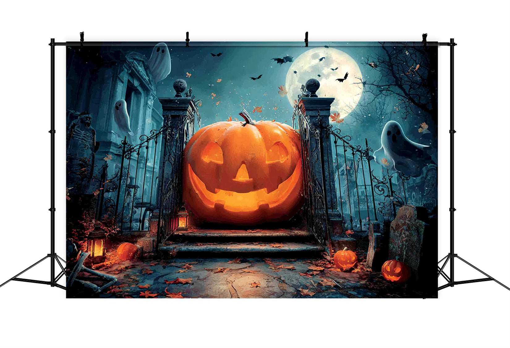 Fond Studio Halloween Citrouille Géante Portail Fantomatique Effrayant TWW59-79