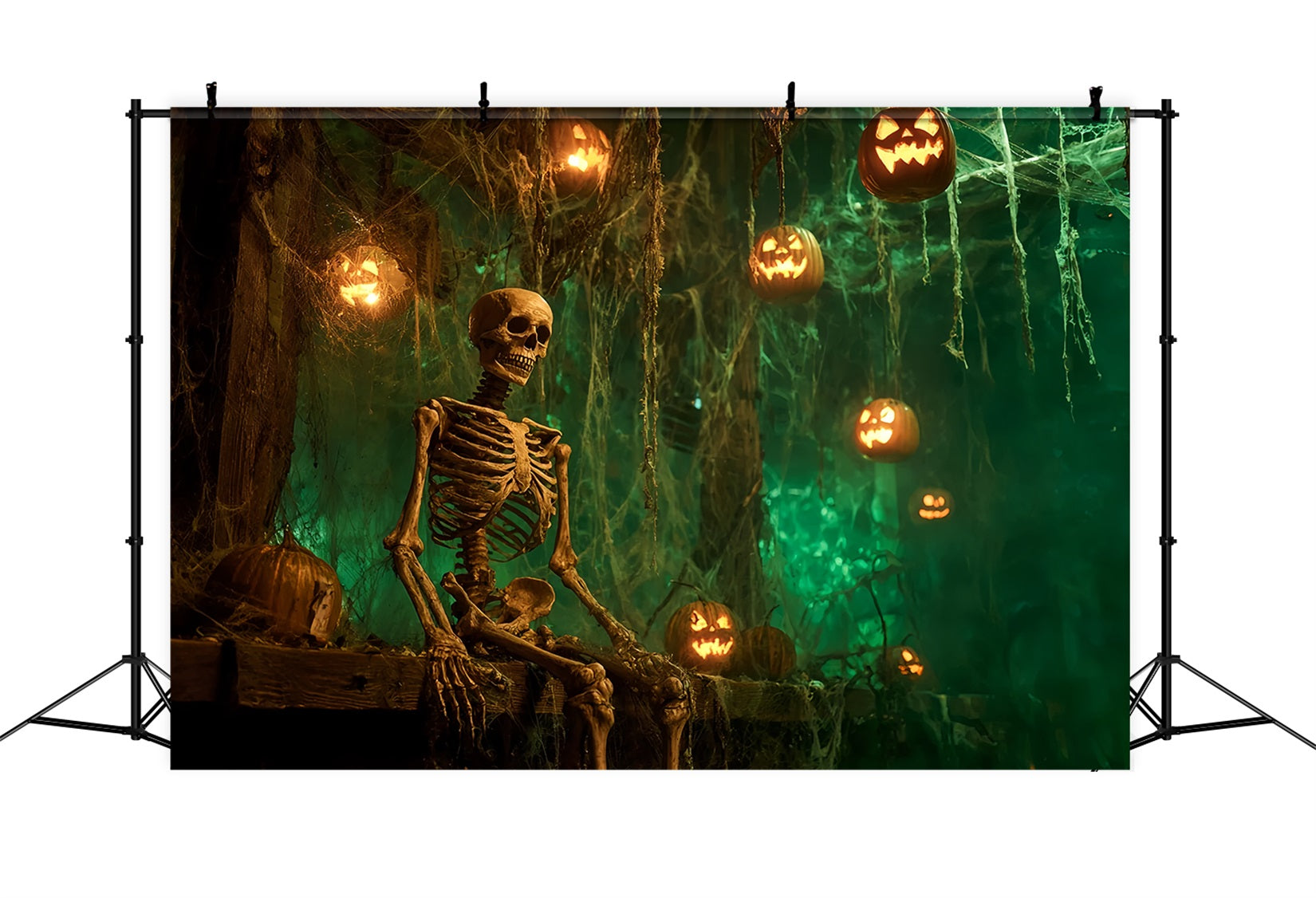 Fond Photo Halloween Squelettes Lanterne Forêt Hantée Effrayant TWW59-82