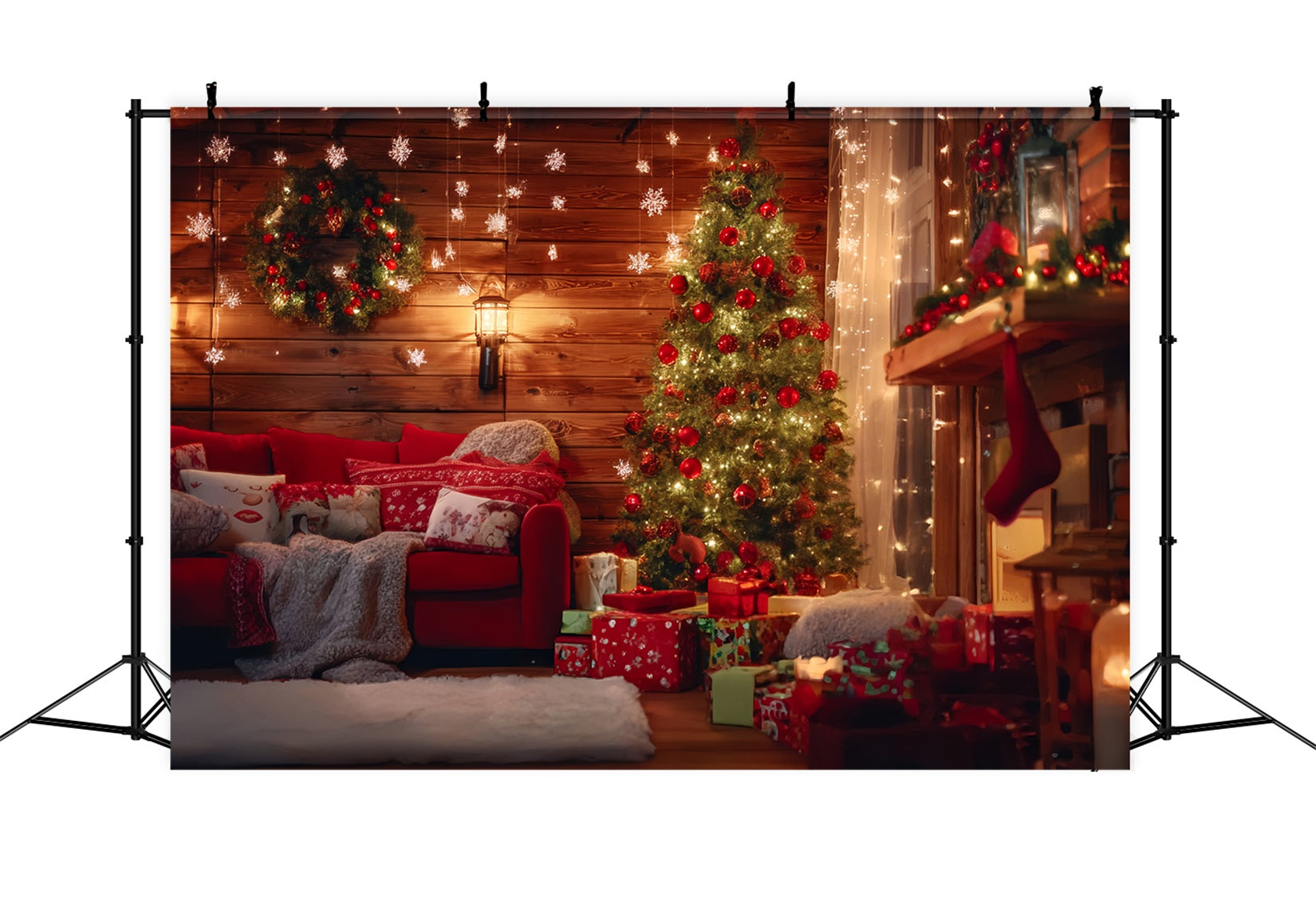 Toile de fond photo Noël Atelier du Père Noël Cabane Rustique Salon TWW59-87