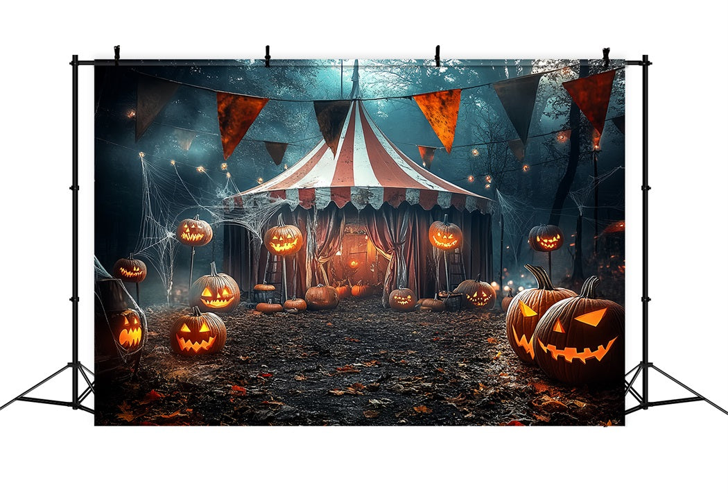 Toile de fond Cirque Halloween Citrouille Lanterne Chapiteau Effrayant TWW59-9