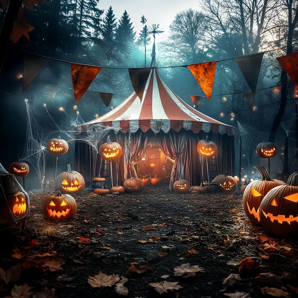 Toile de fond Cirque Halloween Citrouille Lanterne Chapiteau Effrayant TWW59-9
