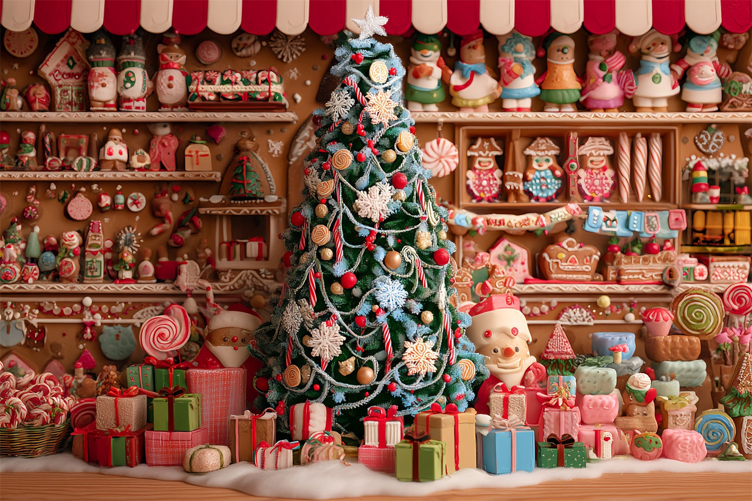 Toile de fond Noël Boulangerie Pain d’Épices Sapin de Noël TWW59-91