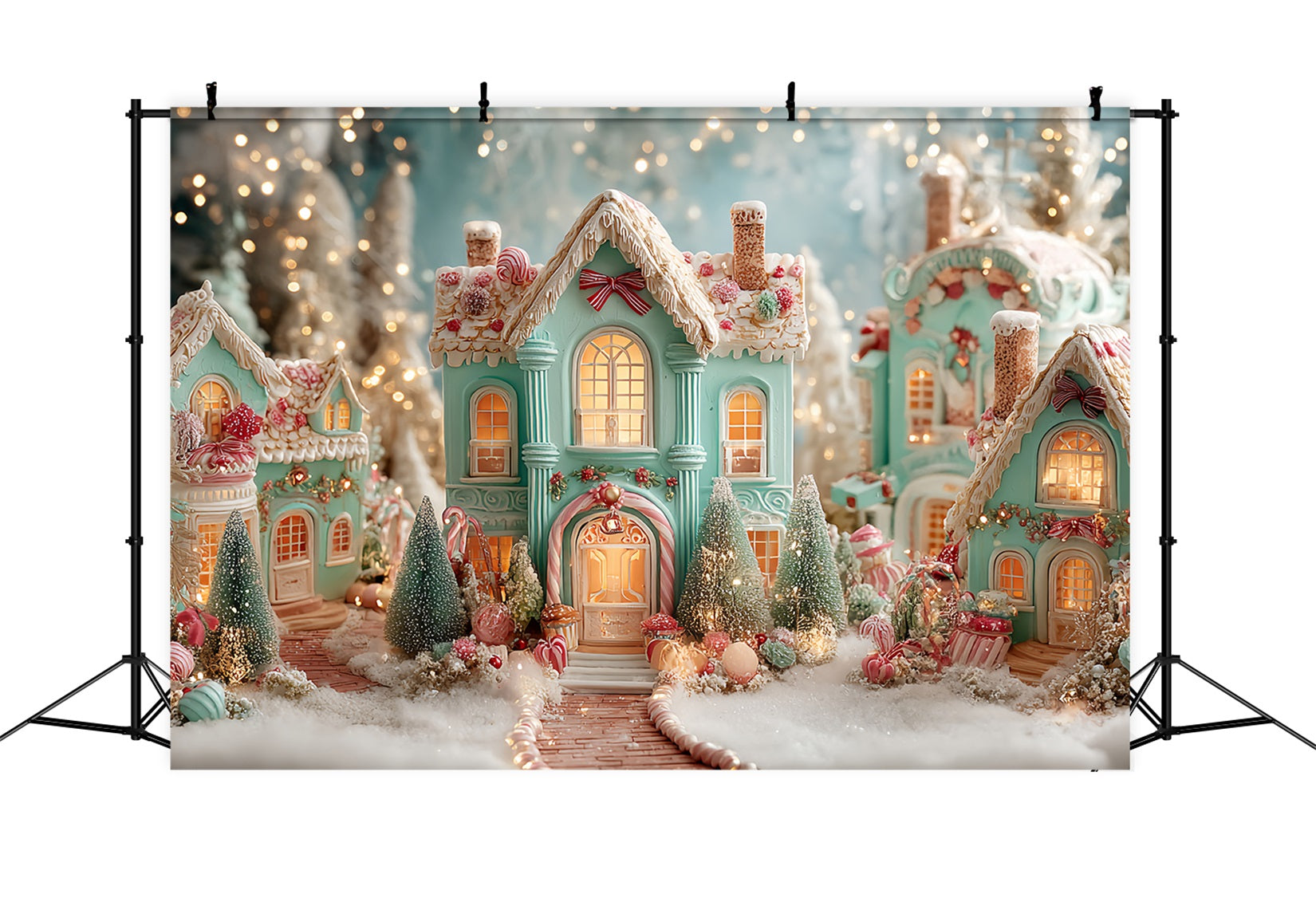 Toile de fond Noël Village Pain d’Épices Maisons Sucrées TWW59-94