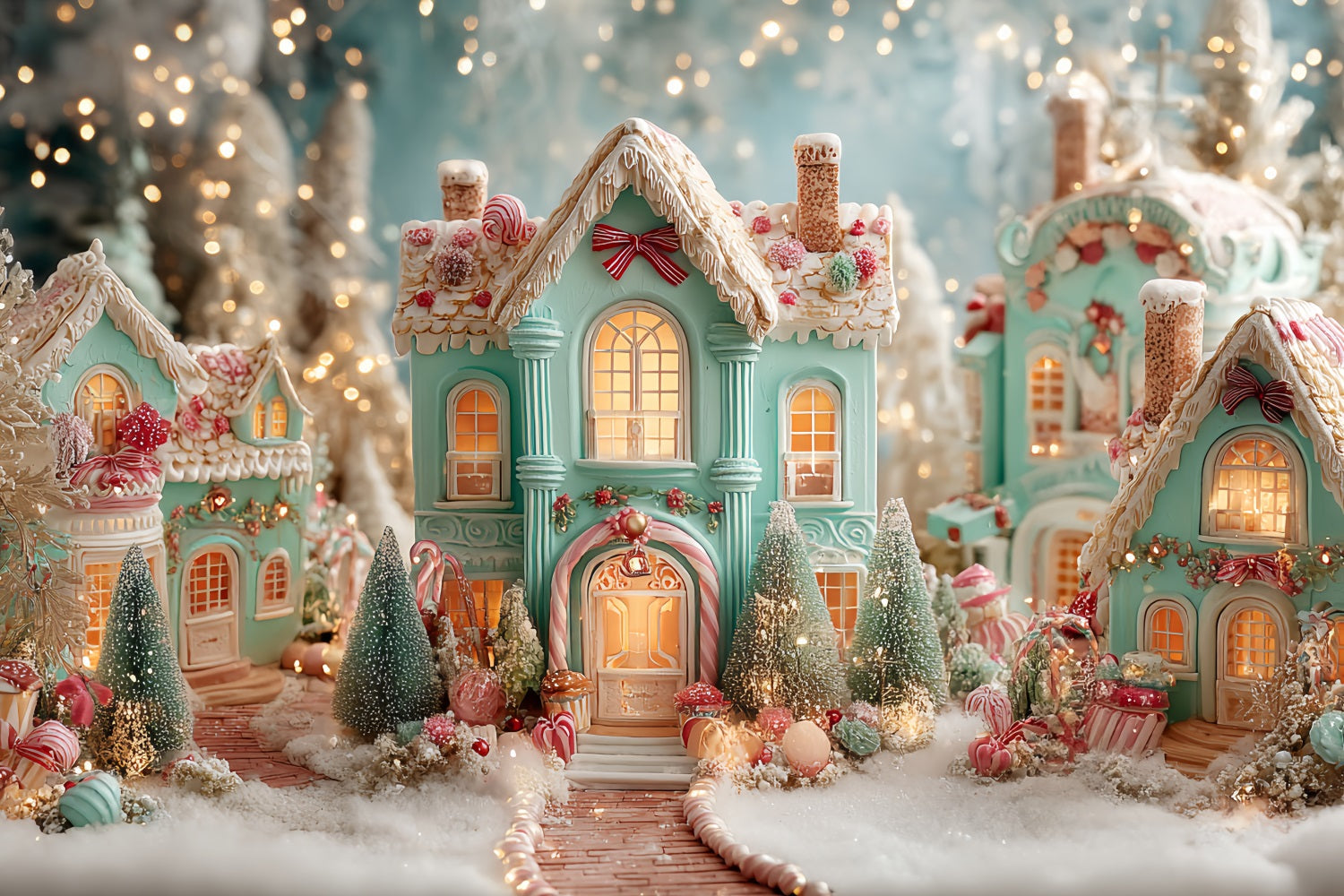 Toile de fond Noël Village Pain d’Épices Maisons Sucrées TWW59-94