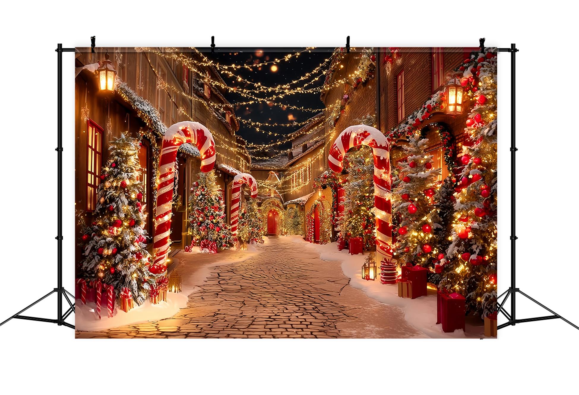Toile de fond photo Noël Village de Noël Rue Sucre d’Orge TWW59-95