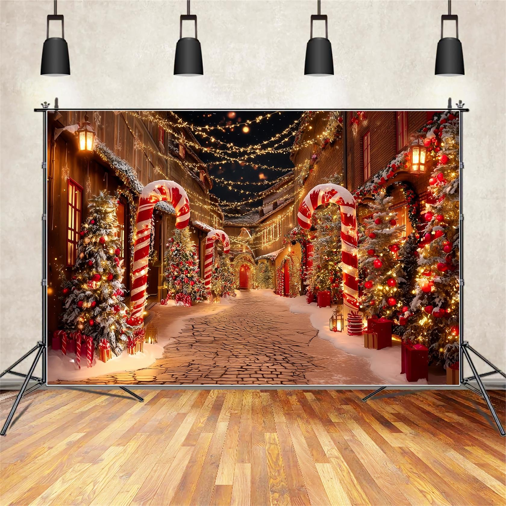 Toile de fond photo Noël Village de Noël Rue Sucre d’Orge TWW59-95