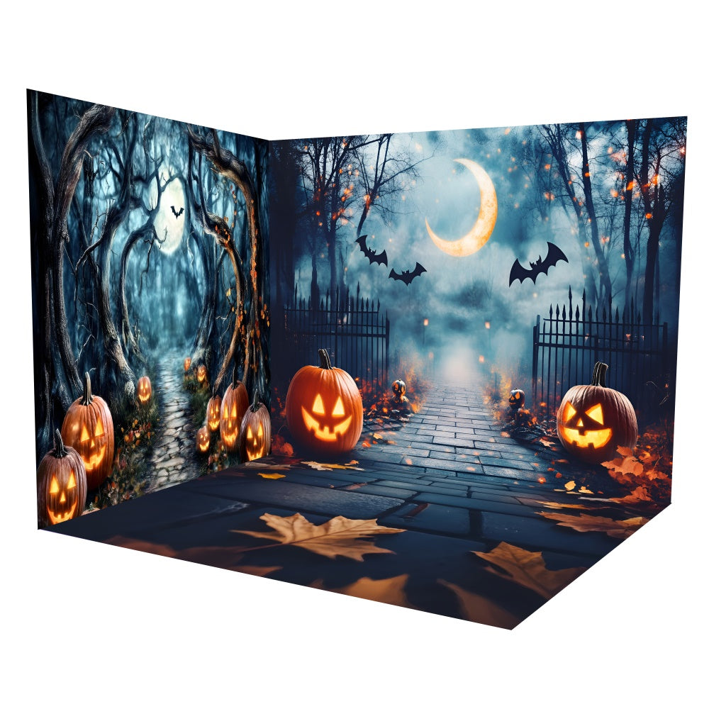 Ensemble de Salle Halloween Porte de Forêt Citrouilles Effrayantes TWW6-115