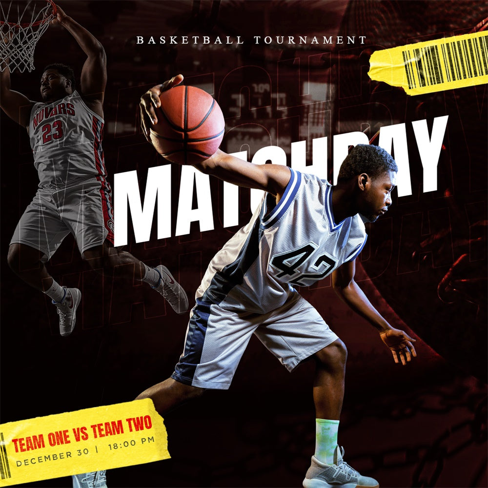 Toile de fond Basket-ball Duel de Basketball Personnalisé TWW6-12