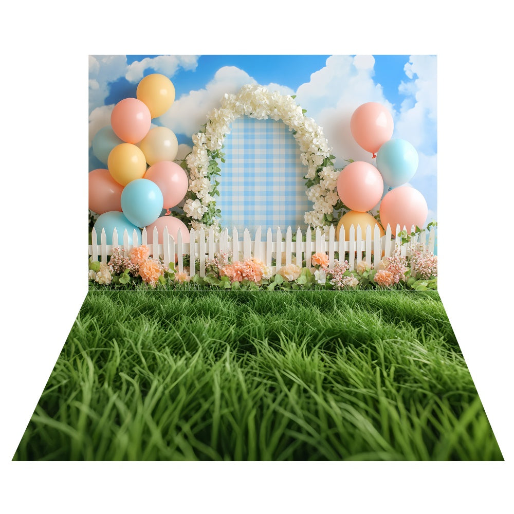 Toile de fond Fête au Jardin Pastel + Sol Herbe Fraîche TWW6-129