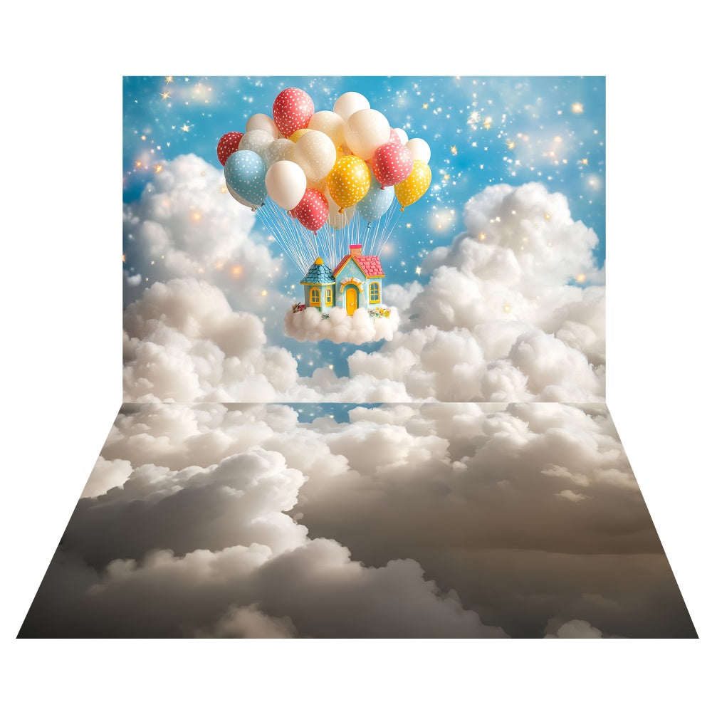 Toile de fond Maison Ciel de Rêve + Sol Nuages Doux TWW6-130