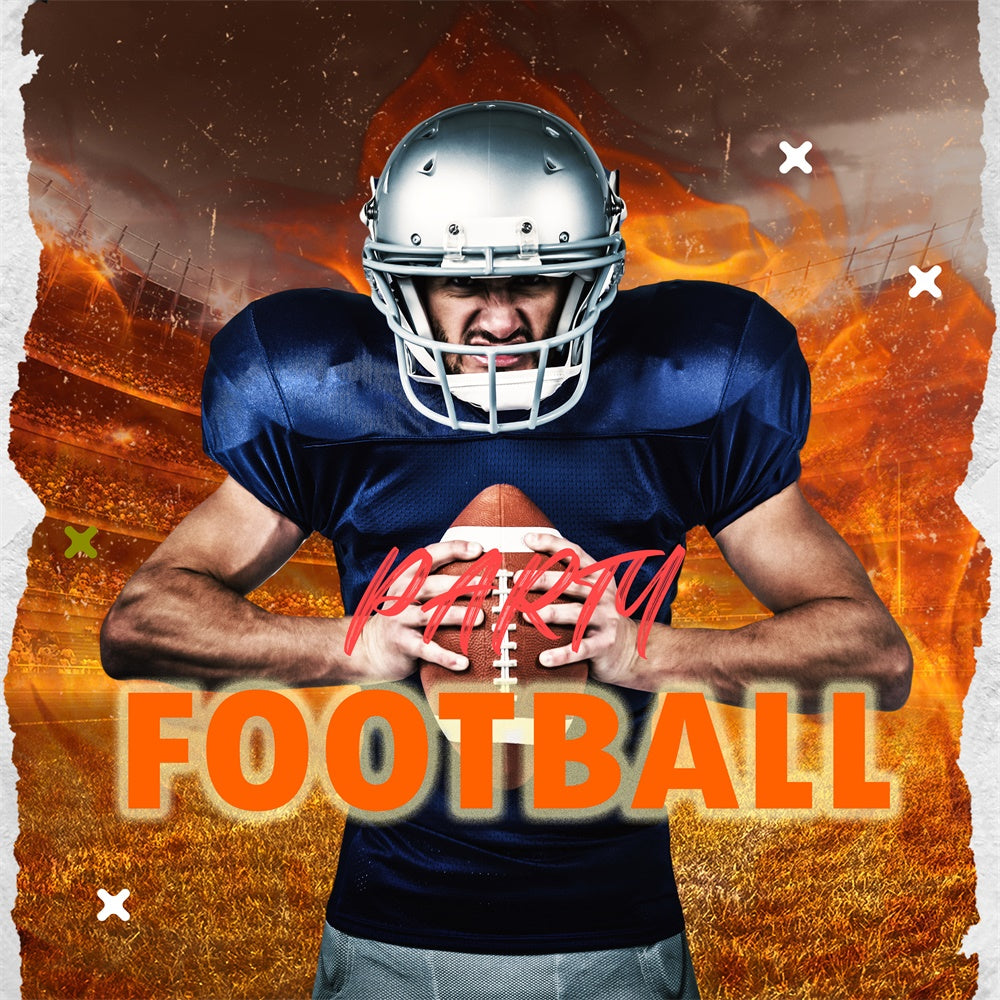 Toile de fond Football Terrain en Flammes Football Thème TWW6-28