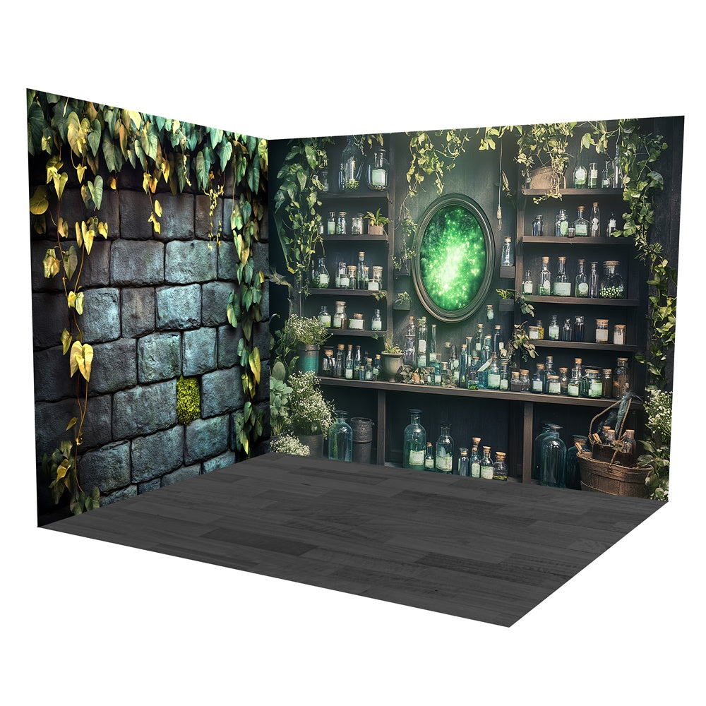 Ensemble de Salle Photographie Halloween Bouteilles Magiques Mur de Lierre TWW6-48