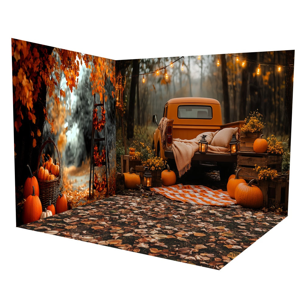 Ensemble de Salle Camion Citrouilles Forêt d’Automne TWW6-81