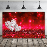 Saint Valentin toile de fond photographie fond de paillettes rouges coeurs blancs thème d'amour VAT-40