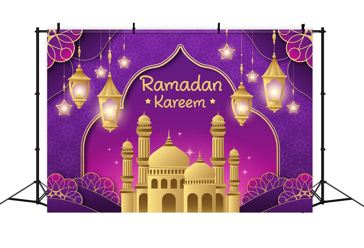 Toile de fond Ramadan Violet Royal Doré Ramadan XY2-105