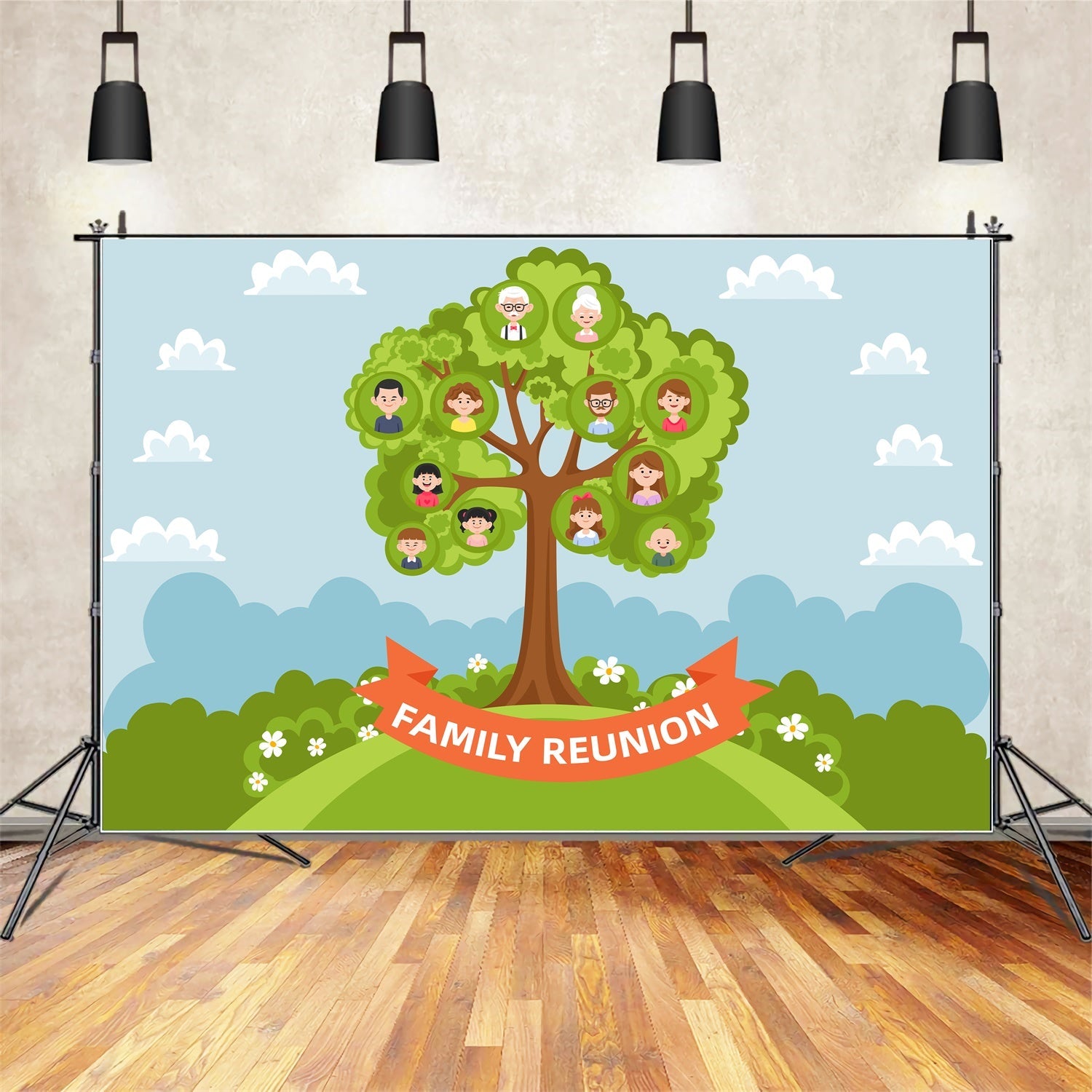 Toile de fond Réunion de Famille Arbre Généalogique Célébration XY2-123