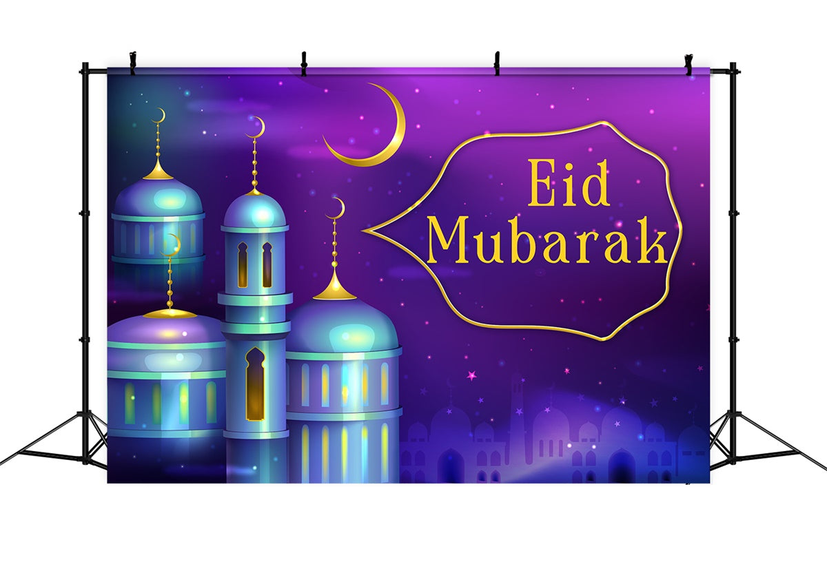 Toile de fond Eid Mubarak Croissant Lune Étoiles Festival XY2-76