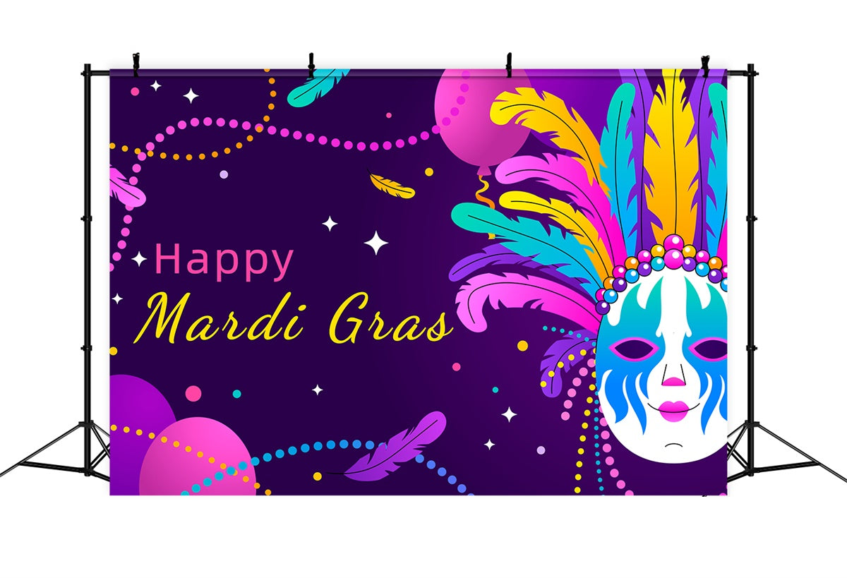 Toile de fond Mardi Gras Masque Violet Élégant Fête XY2-81