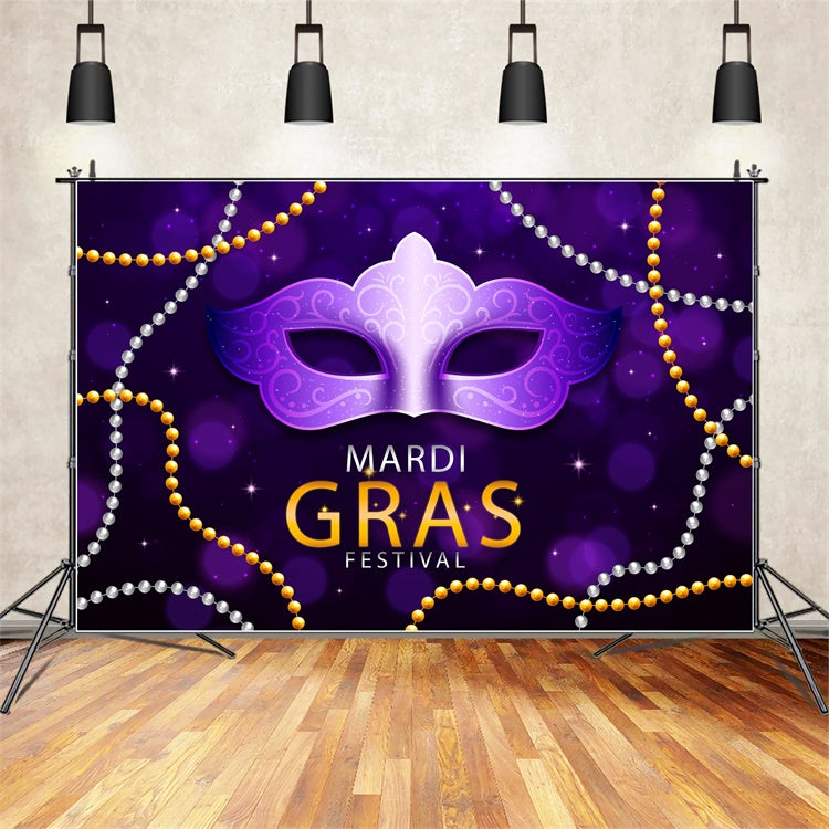 Toile de fond Mardi Gras Masque Perlé Violet Festif XY2-82