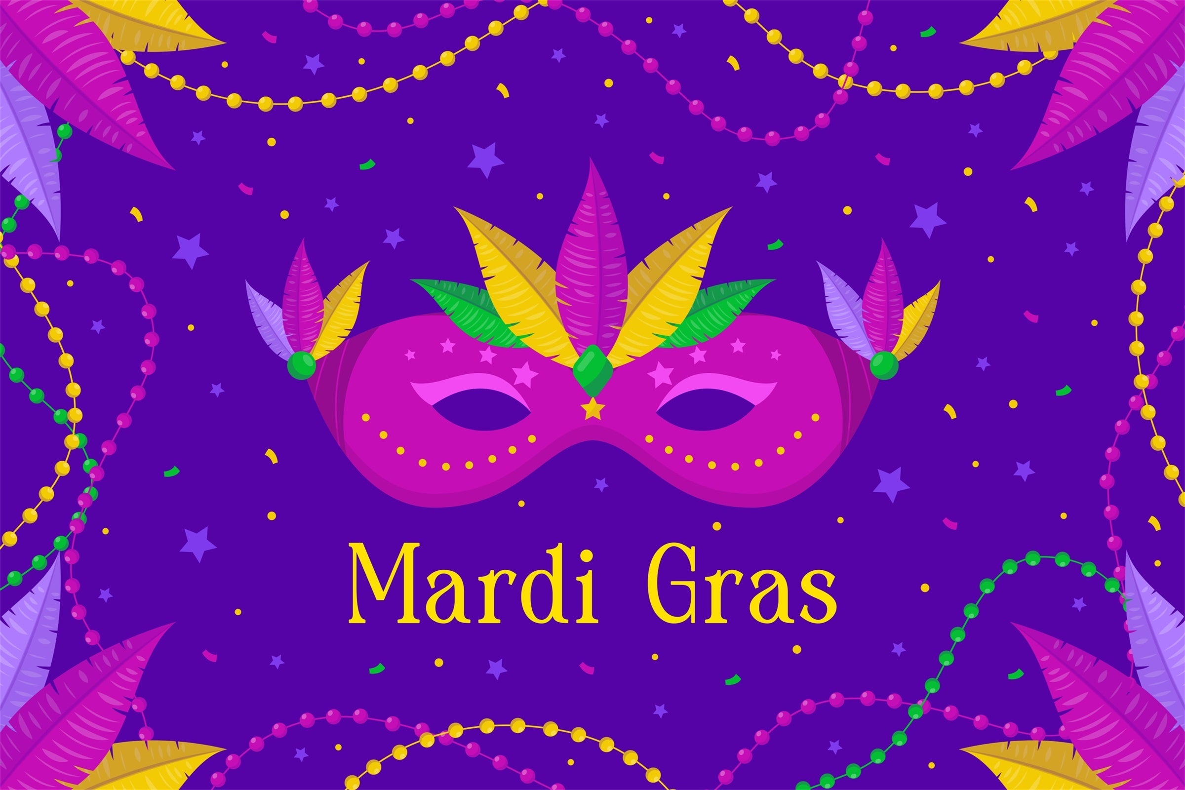 Toile de fond Mardi Gras Masque Plumes Confettis XY2-83