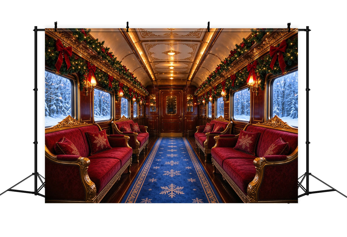 Fond Photo De Noël Train Vintage De Luxe Hivernal ZTT610-11