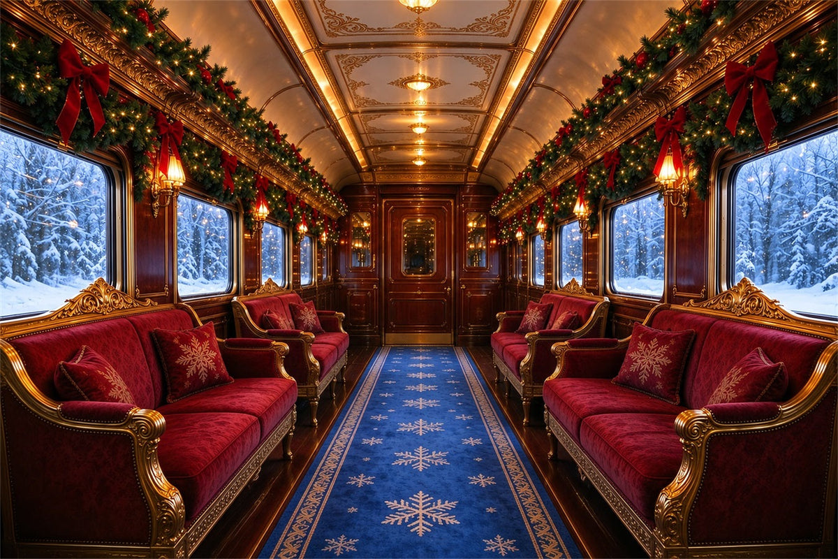 Fond Photo De Noël Train Vintage De Luxe Hivernal ZTT610-11