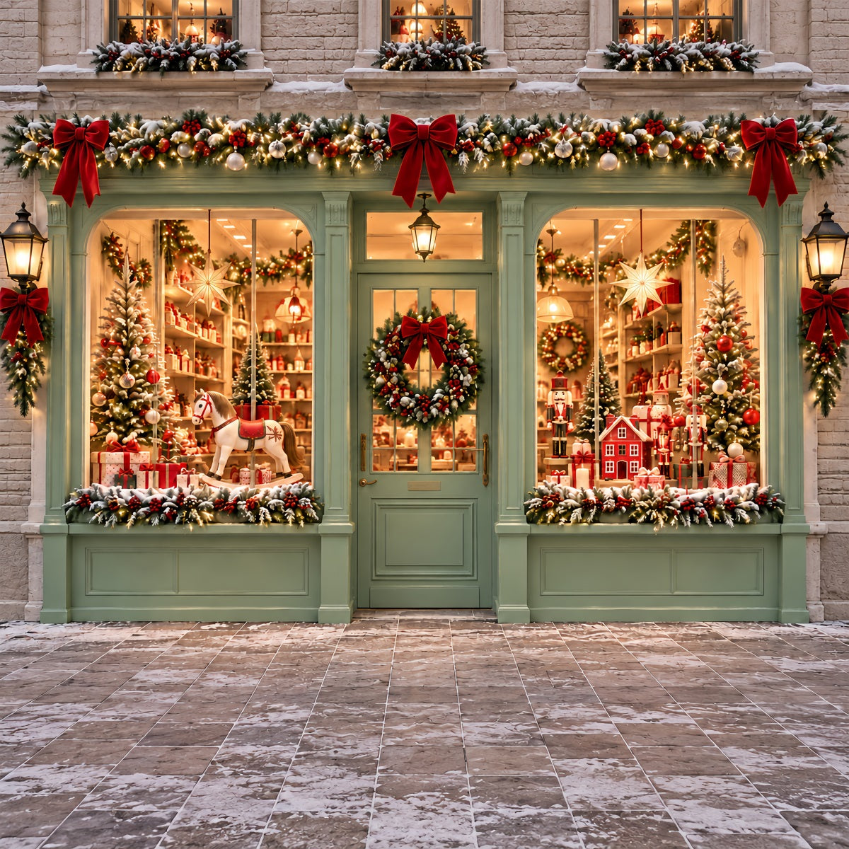 Fond De Noël Bonbon Sucre Boutique Jouets Vert Menthe ZTT610-20