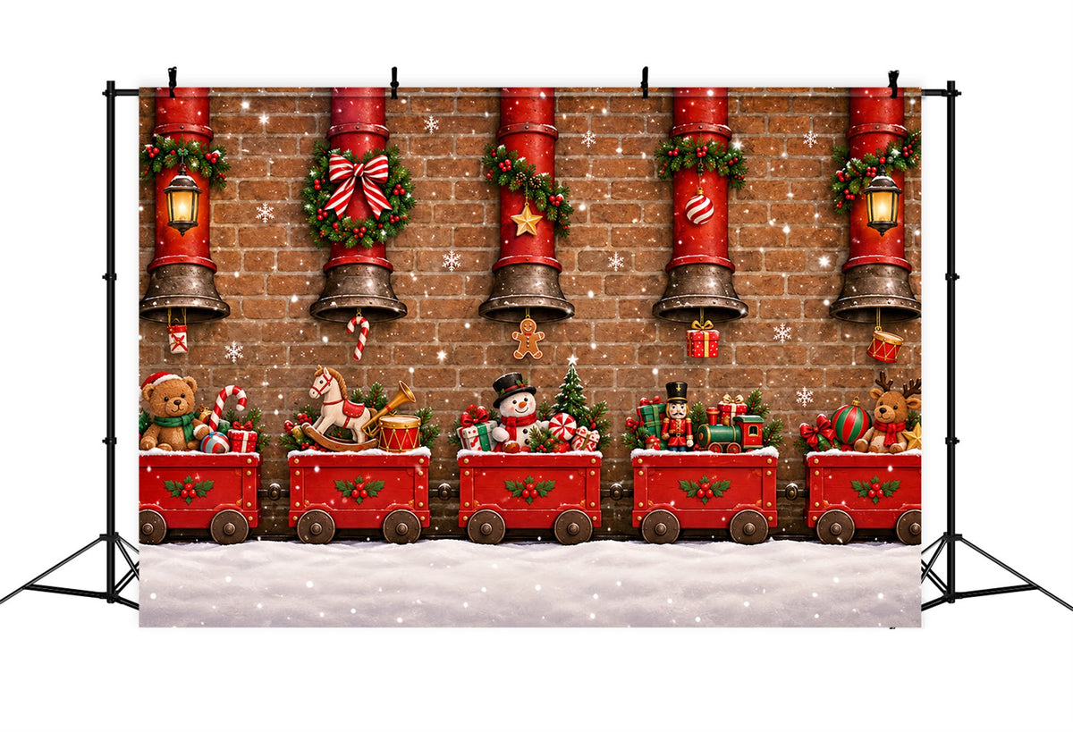 Fond Photo De Noël Train Jouet Rouge Vintage ZTT610-22