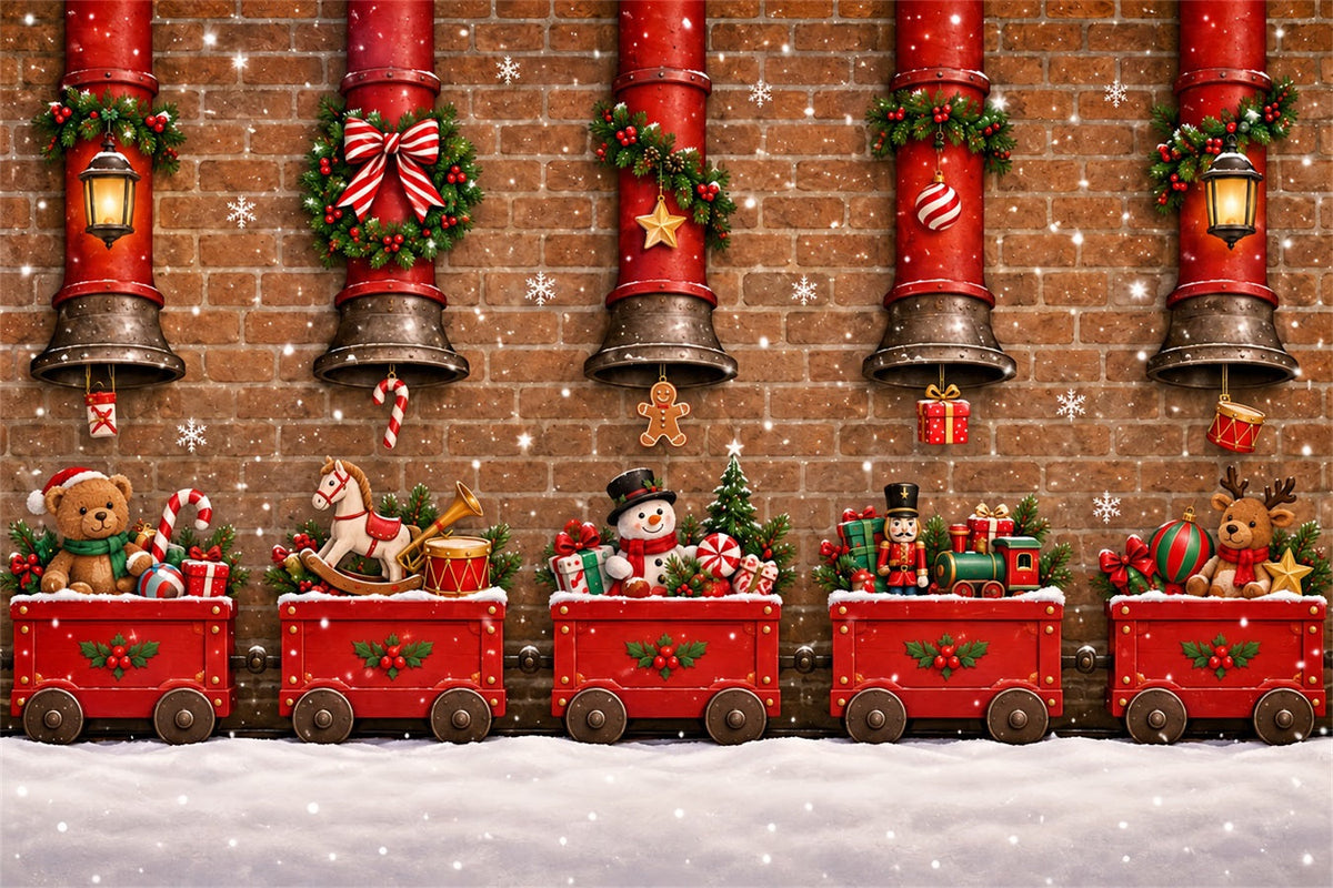 Fond Photo De Noël Train Jouet Rouge Vintage ZTT610-22