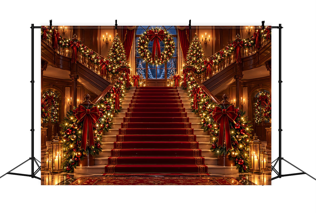 Fond De Noël Escalier Tapis Rouge Orné ZTT610-25