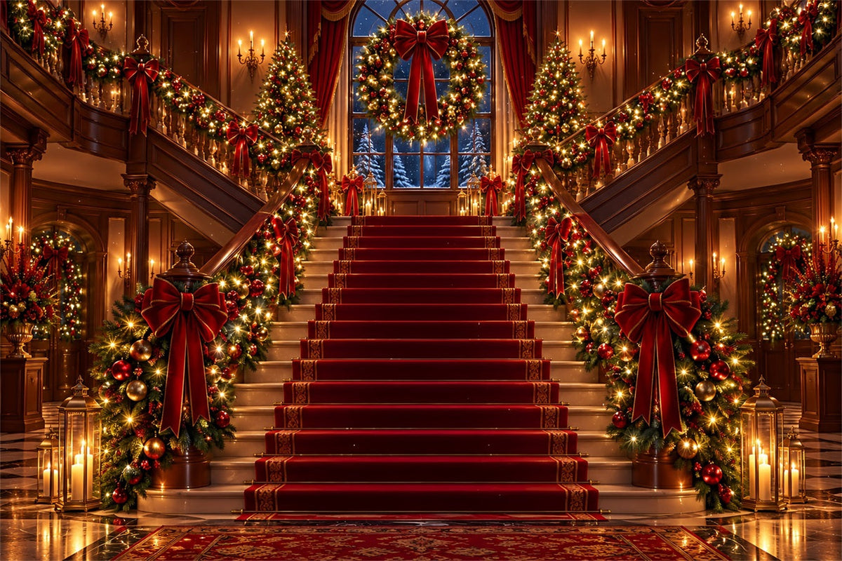 Fond De Noël Escalier Tapis Rouge Orné ZTT610-25