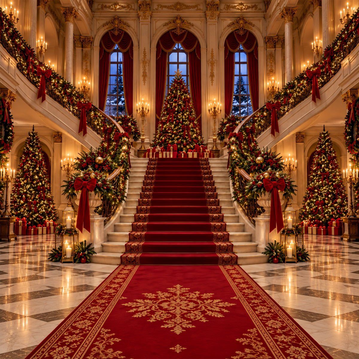 Fond De Noël Salon Escalier Impérial Festif ZTT610-28