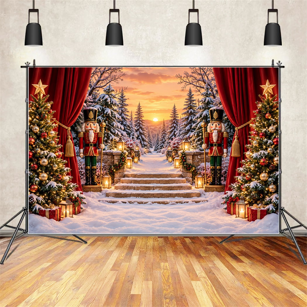 Fond De Noël Porte Forêt Enneigée Scène Casse-Noisette ZTT610-29