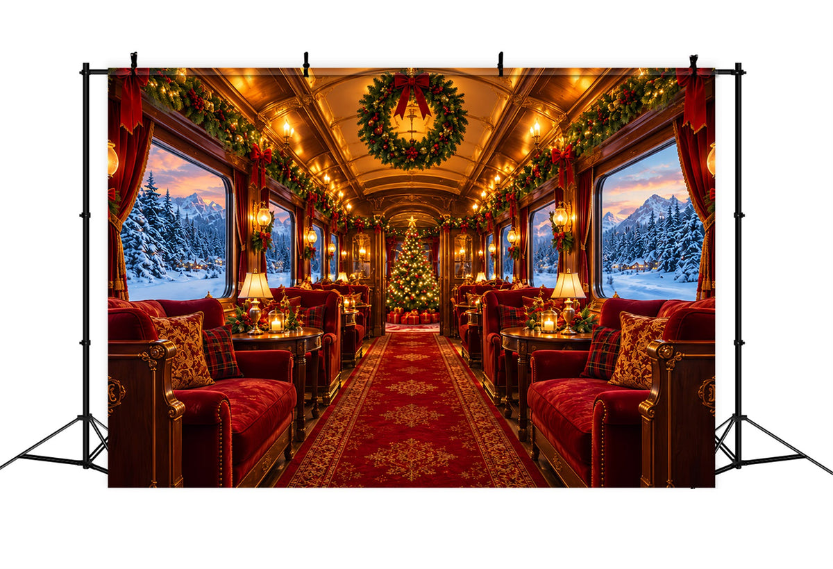 Fond Photo De Noël Intérieur Train De Luxe Festif ZTT610-41