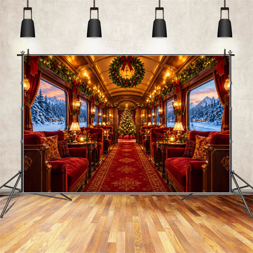 Fond Photo De Noël Intérieur Train De Luxe Festif ZTT610-41