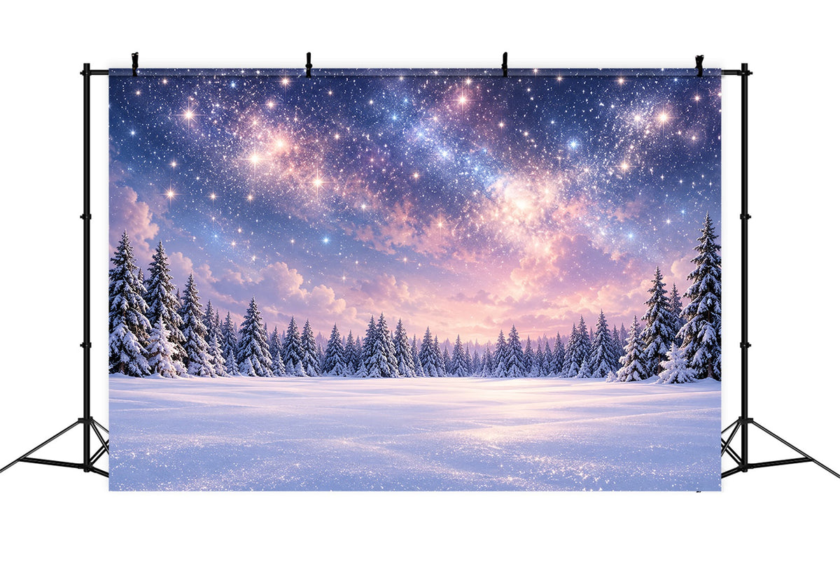 Fond De Sapin De Noël Ciel Forêt Enneigée Étoilée ZTT610-42