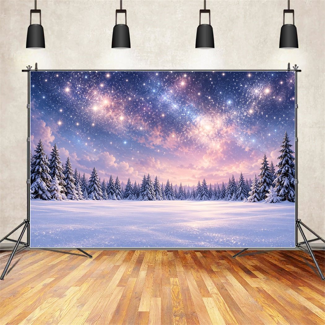 Fond De Sapin De Noël Ciel Forêt Enneigée Étoilée ZTT610-42