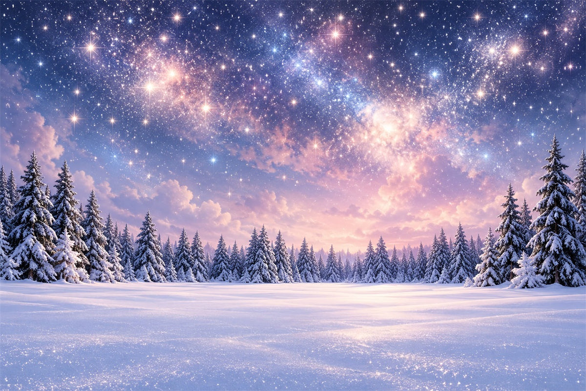 Fond De Sapin De Noël Ciel Forêt Enneigée Étoilée ZTT610-42