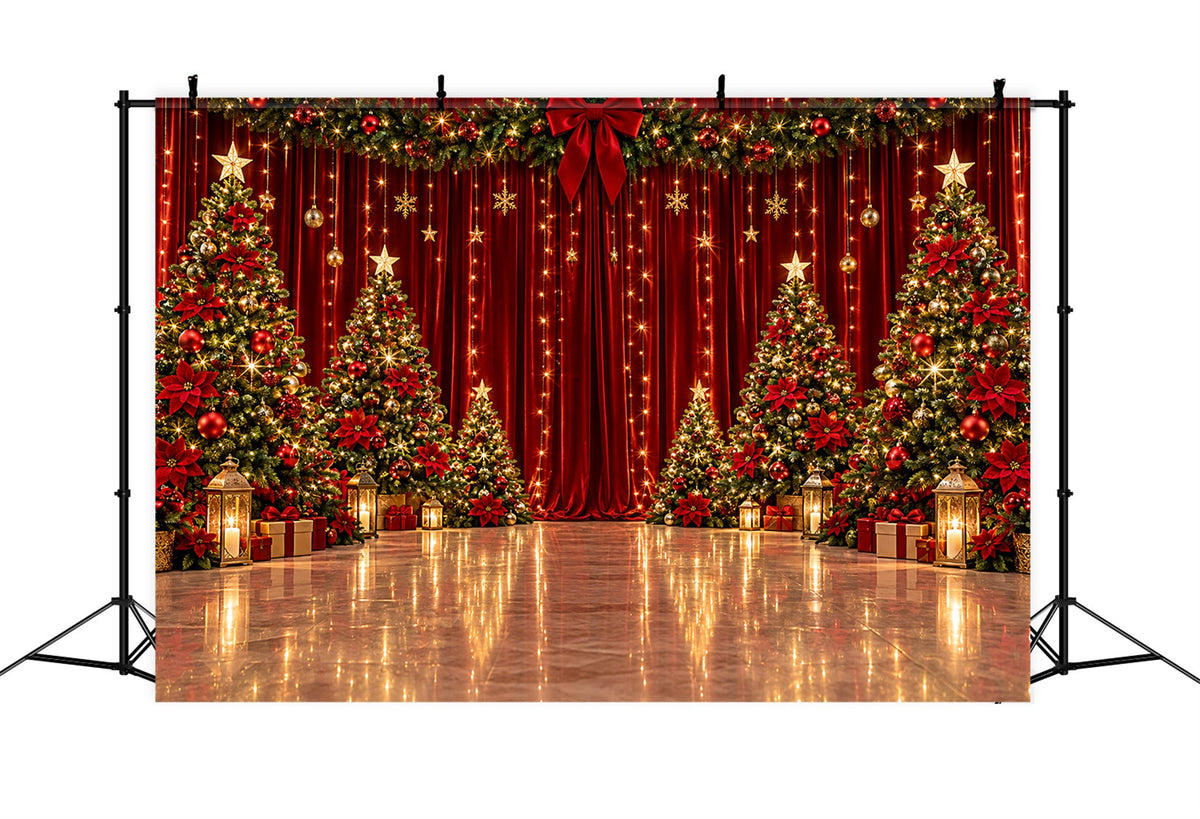 Fond De Noël Scène Velours Rouge Magnifique ZTT610-49
