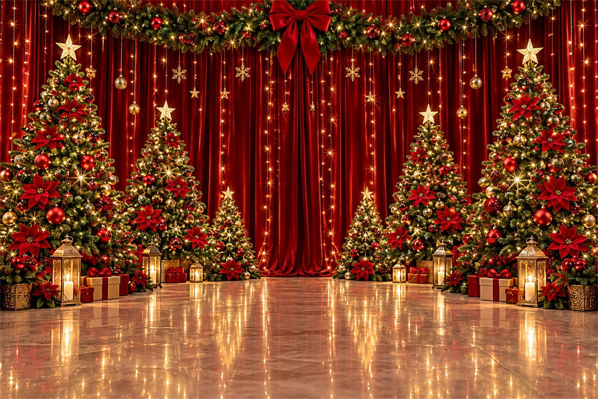 Fond De Noël Scène Velours Rouge Magnifique ZTT610-49