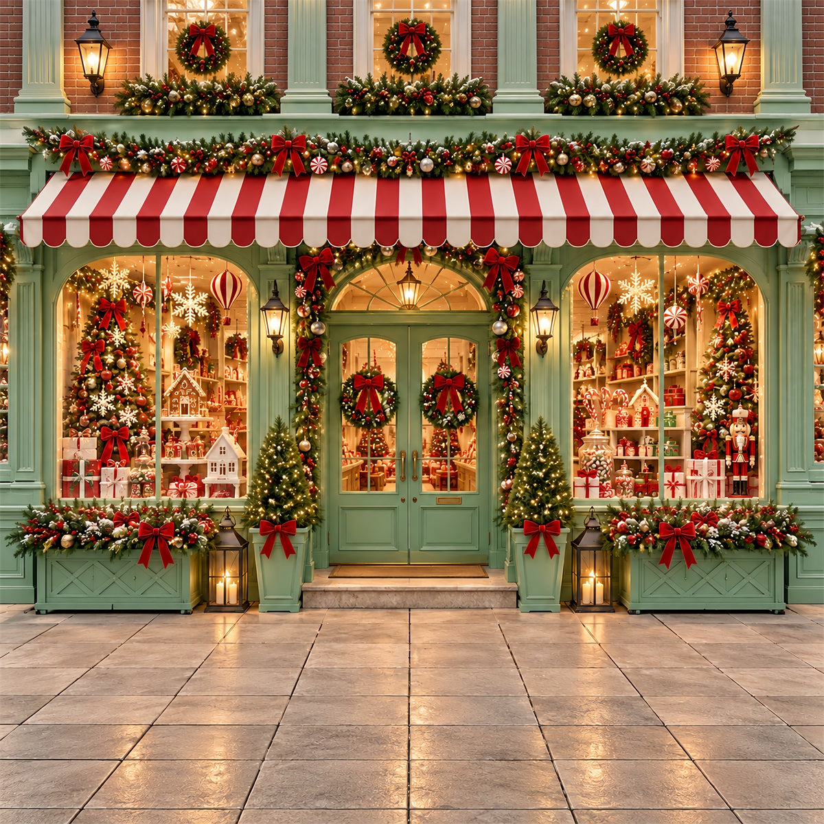 Fond De Noël Bonbon Sucre Vitrine Cadeaux Vert Menthe Joyeux Noël ZTT610-50