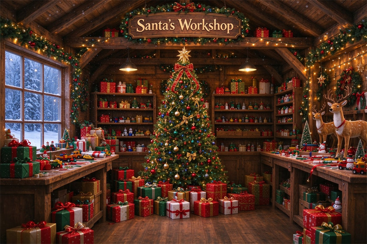 Fond Photo Atelier Du Père Noël Atelier Jouets Rustique ZTT610-9