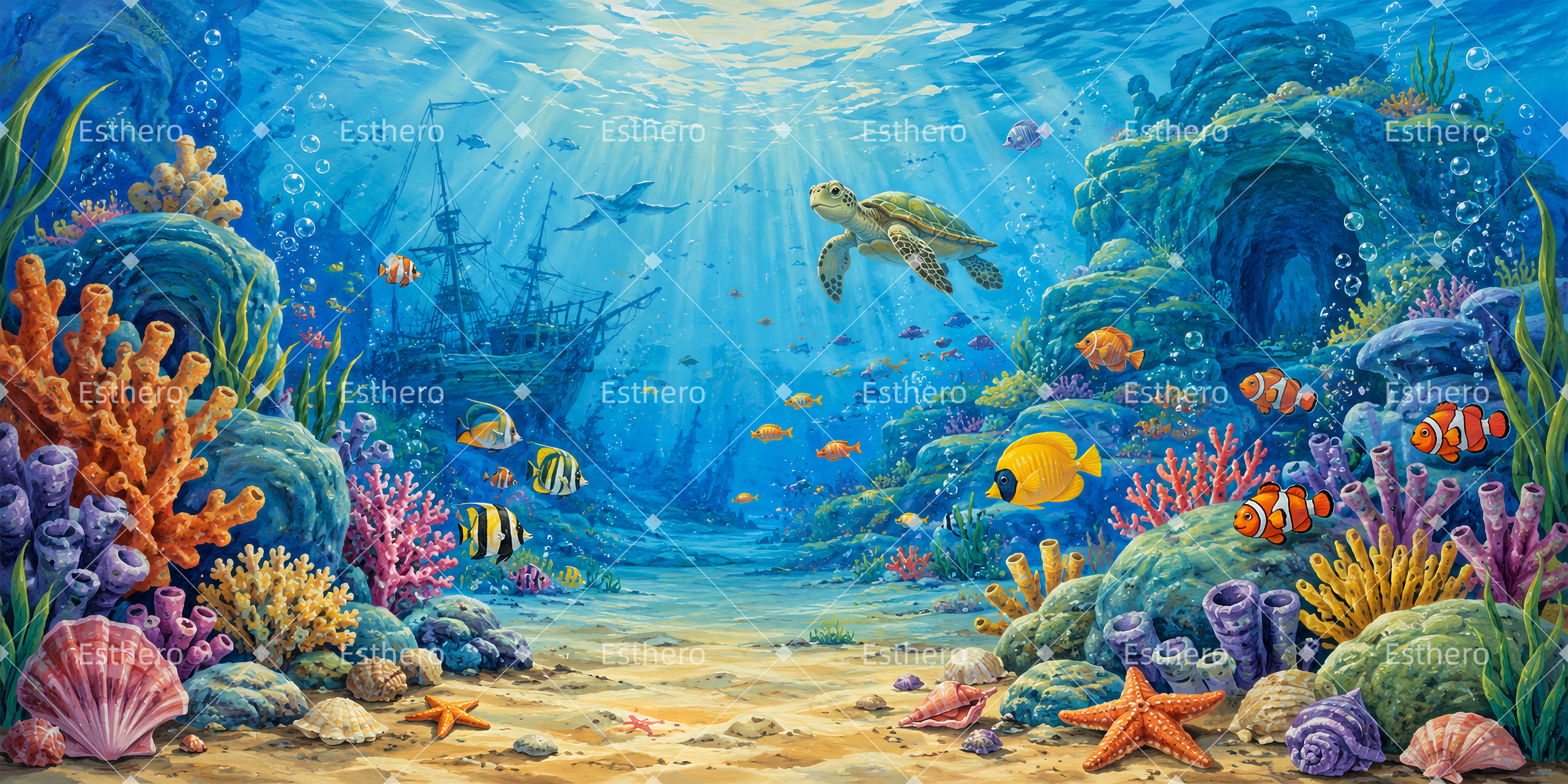 Toile de fond monde sous-marin fantastique décor VBS Scuba ZTT65-T16