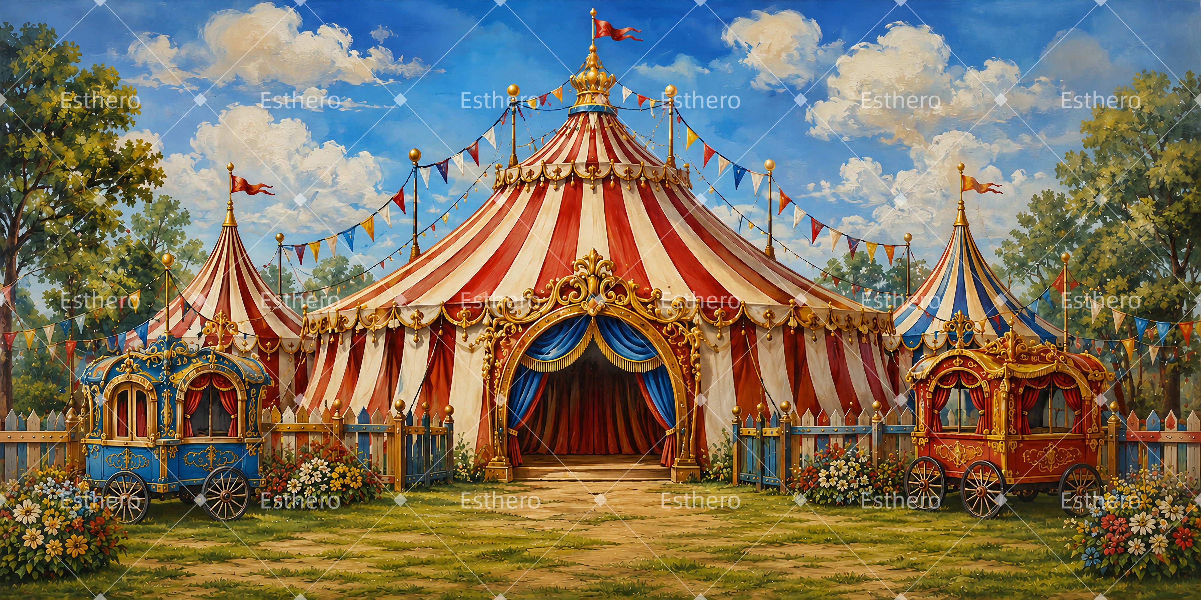 Toile de fond cirque entrée spectaculaire décor VBS ZTT65-T5