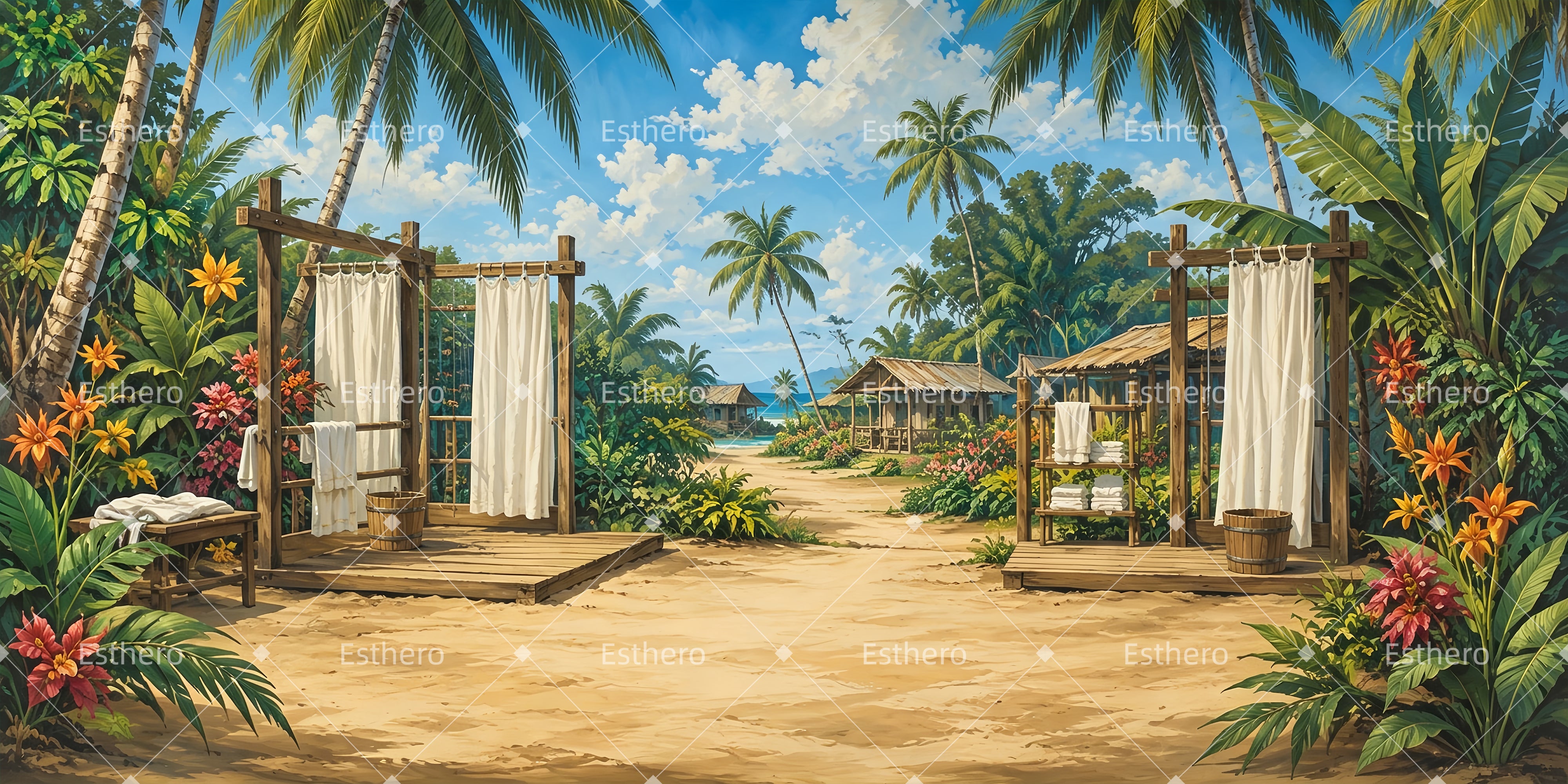 Toile de fond panoramique de bassin insulaire pour spectacle professionnel ZTT65-T71